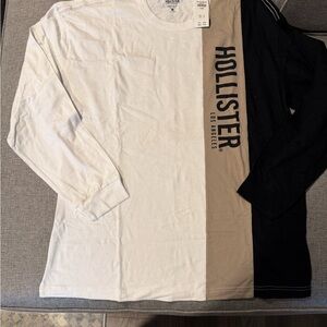 Hollister Oversized Fit White/Tan/Black Tee